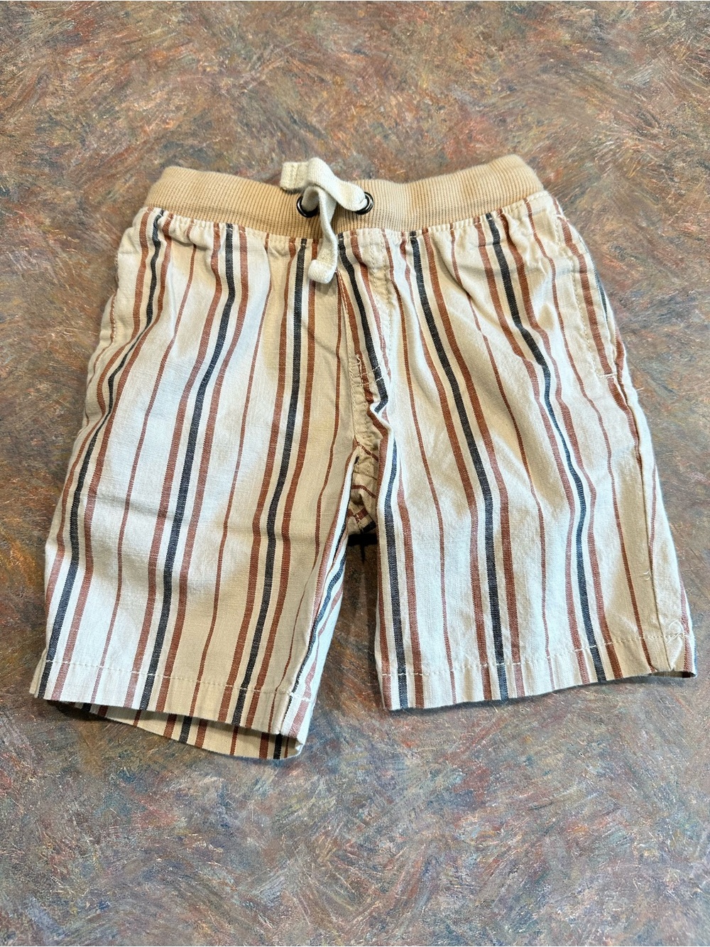 🤑EU Cat & Jack Beige Striped Canvas Khaki Shorts🤑